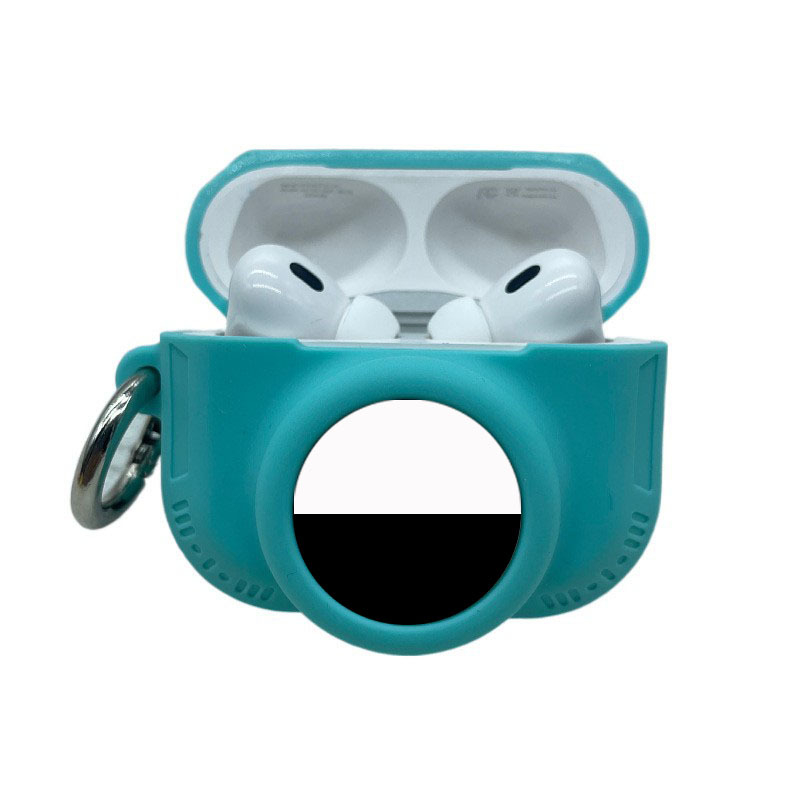 Силиконов предпазен калъф за AirPods Pro 2 със слот за AirTag тракер, предно място за AirTag, мека повърхност при допир