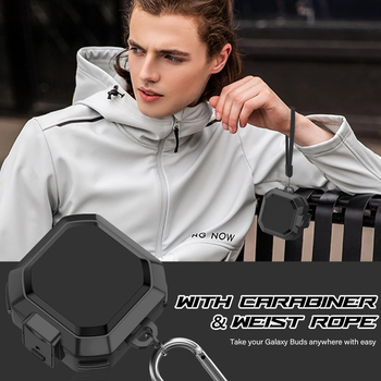 Carcasă protectoare pentru Galaxy Buds Live și Buds Core - Închidere cu buton, Protecție la căderi în patru colțuri, Rezistență la uzură, Anti-amprentă, Brazare cu carbon