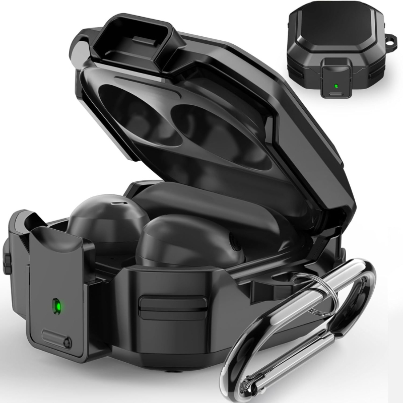 Carcasă protectoare pentru Galaxy Buds Live și Buds Core - Închidere cu buton, Protecție la căderi în patru colțuri, Rezistență la uzură, Anti-amprentă, Brazare cu carbon