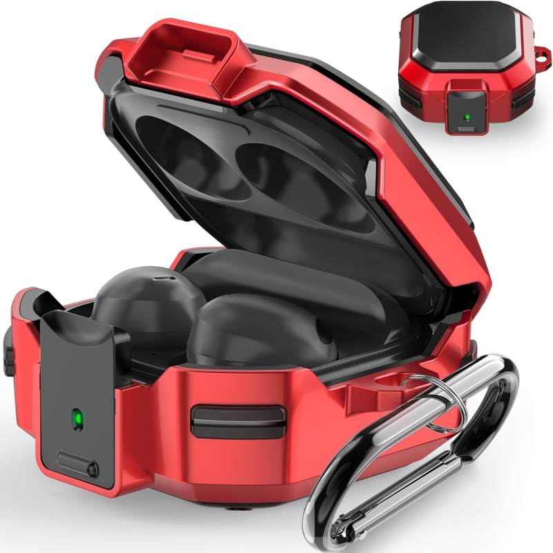 Carcasă protectoare pentru Galaxy Buds Live și Buds Core - Închidere cu buton, Protecție la căderi în patru colțuri, Rezistență la uzură, Anti-amprentă, Brazare cu carbon