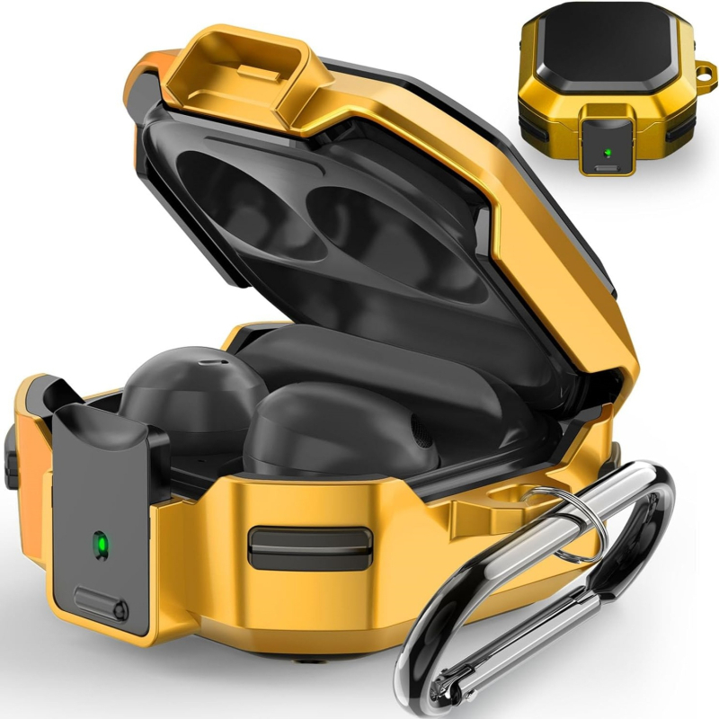 Carcasă protectoare pentru Galaxy Buds Live și Buds Core - Închidere cu buton, Protecție la căderi în patru colțuri, Rezistență la uzură, Anti-amprentă, Brazare cu carbon