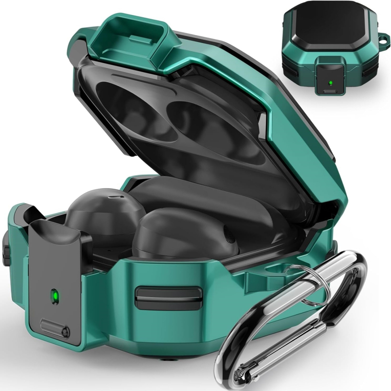 Carcasă protectoare pentru Galaxy Buds Live și Buds Core - Închidere cu buton, Protecție la căderi în patru colțuri, Rezistență la uzură, Anti-amprentă, Brazare cu carbon