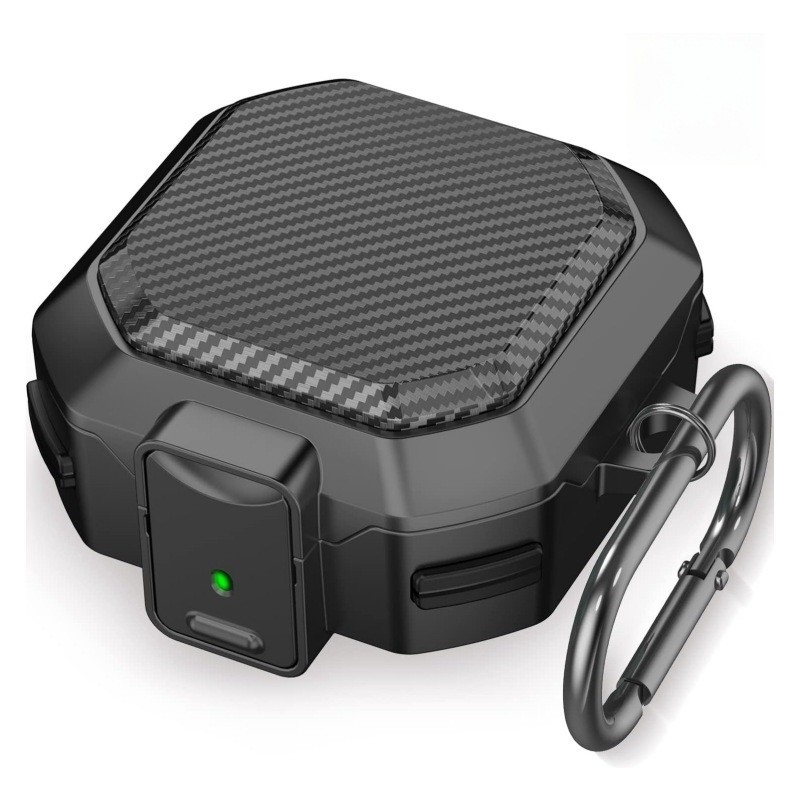 Carcasă protectoare pentru Galaxy Buds Live și Buds Core - Închidere cu buton, Protecție la căderi în patru colțuri, Rezistență la uzură, Anti-amprentă, Brazare cu carbon