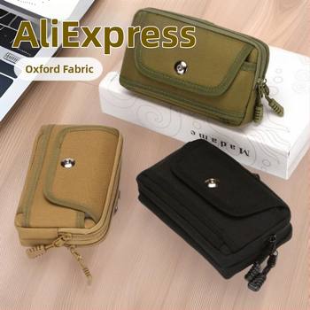 Vīriešu jostas soma mobilajam telefonam - Oxford audums, magnētiska aizdare, sertifikāta nodalījums, vertikāla kvadrātveida forma, pilsētas stils