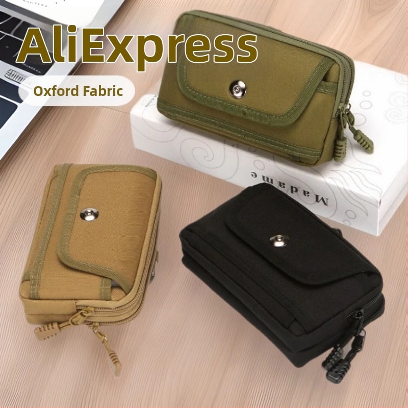 Vīriešu jostas soma mobilajam telefonam - Oxford audums, magnētiska aizdare, sertifikāta nodalījums, vertikāla kvadrātveida forma, pilsētas stils