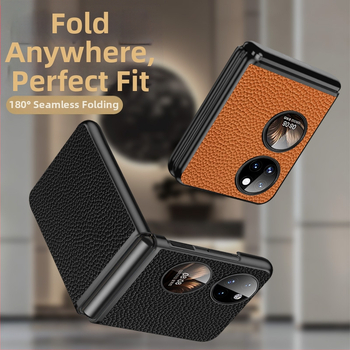 Huawei P50s viedtālruņa vāciņš, salokāms dārgumu kārbas dizains, īsta liellopa āda ar liči tekstūru, roku darbs