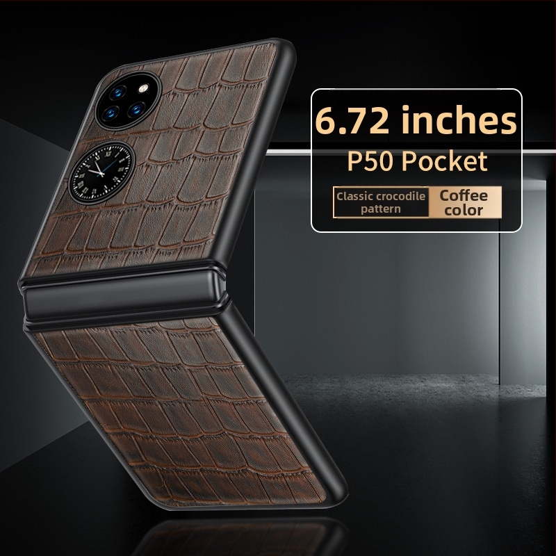 Huawei P50s viedtālruņa vāciņš, salokāms dārgumu kārbas dizains, īsta liellopa āda ar liči tekstūru, roku darbs