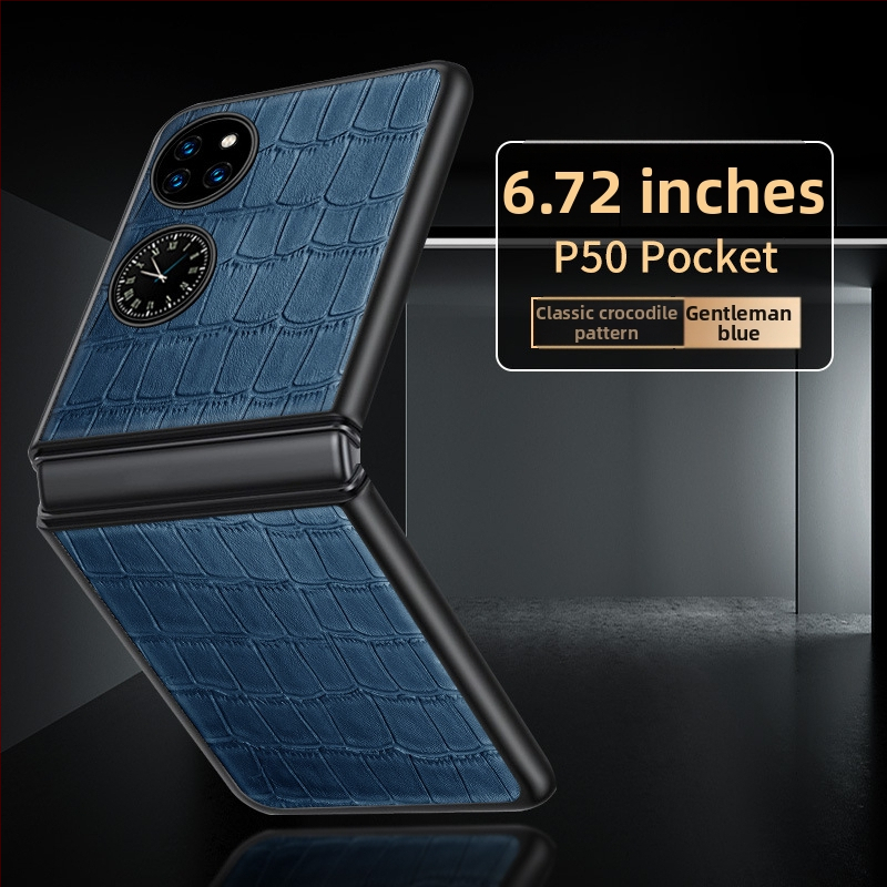 Huawei P50s viedtālruņa vāciņš, salokāms dārgumu kārbas dizains, īsta liellopa āda ar liči tekstūru, roku darbs