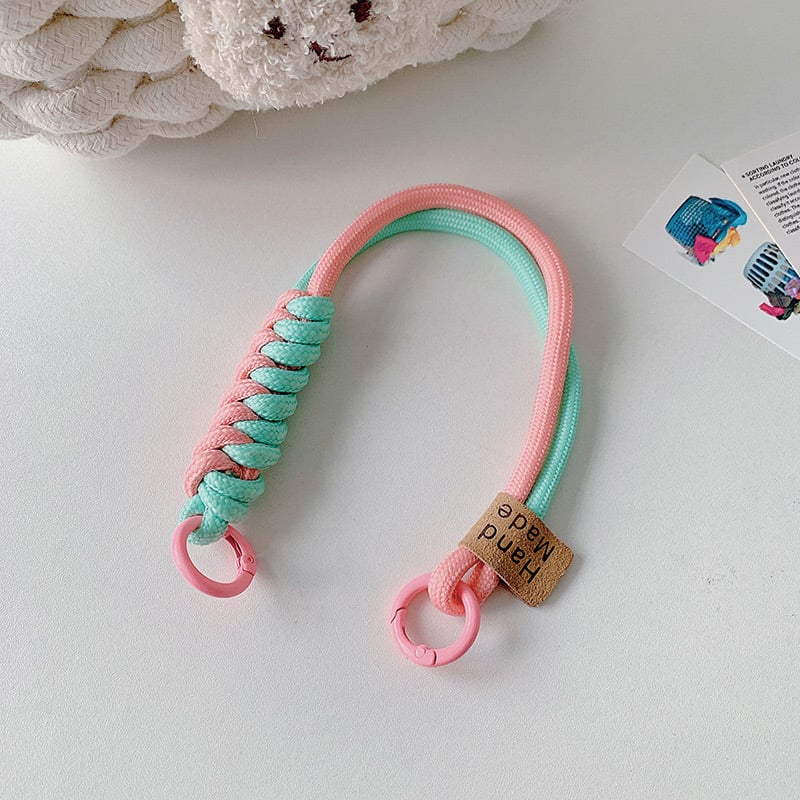 Șnur pentru telefon mobil — design împletit cu nod, din plastic, sfoară din poliester, detașabil anti-pierdere