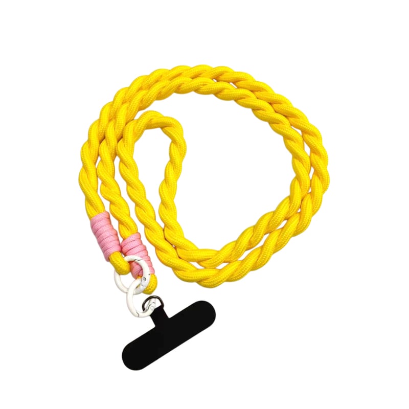 Ланярд за мобилен телефон, отделяем, найлонова лента с метална катарама, плетена изработка, печат на лого