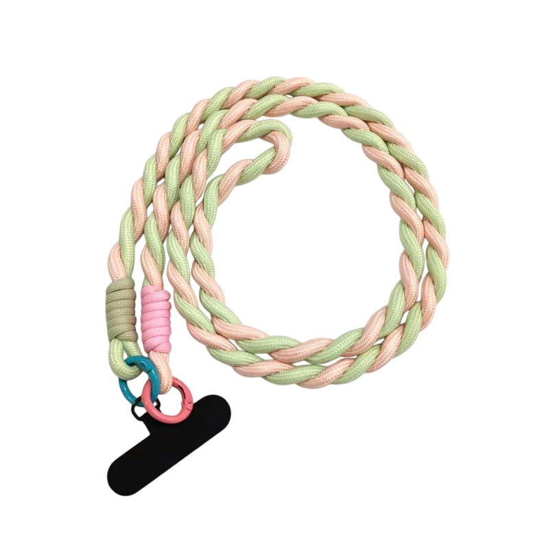 Ланярд за мобилен телефон, отделяем, найлонова лента с метална катарама, плетена изработка, печат на лого