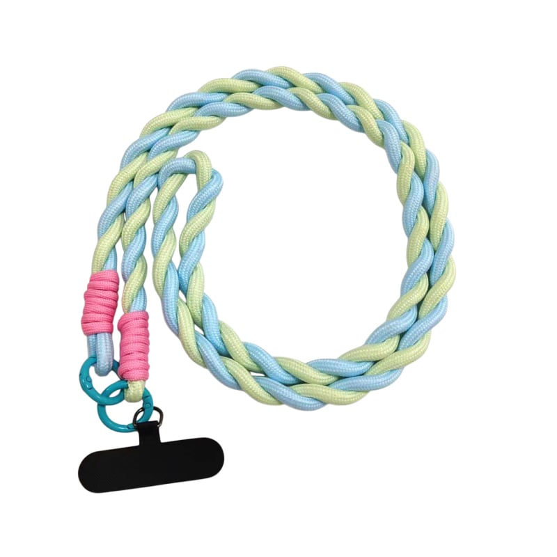 Ланярд за мобилен телефон, отделяем, найлонова лента с метална катарама, плетена изработка, печат на лого