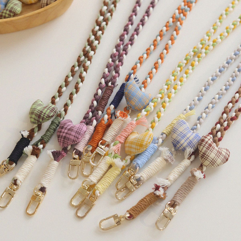 Телефонен ланярд в корейски стил, ръчно плетено памучно въже, метално катарамче, марка BREEZYLIFE, регулирем