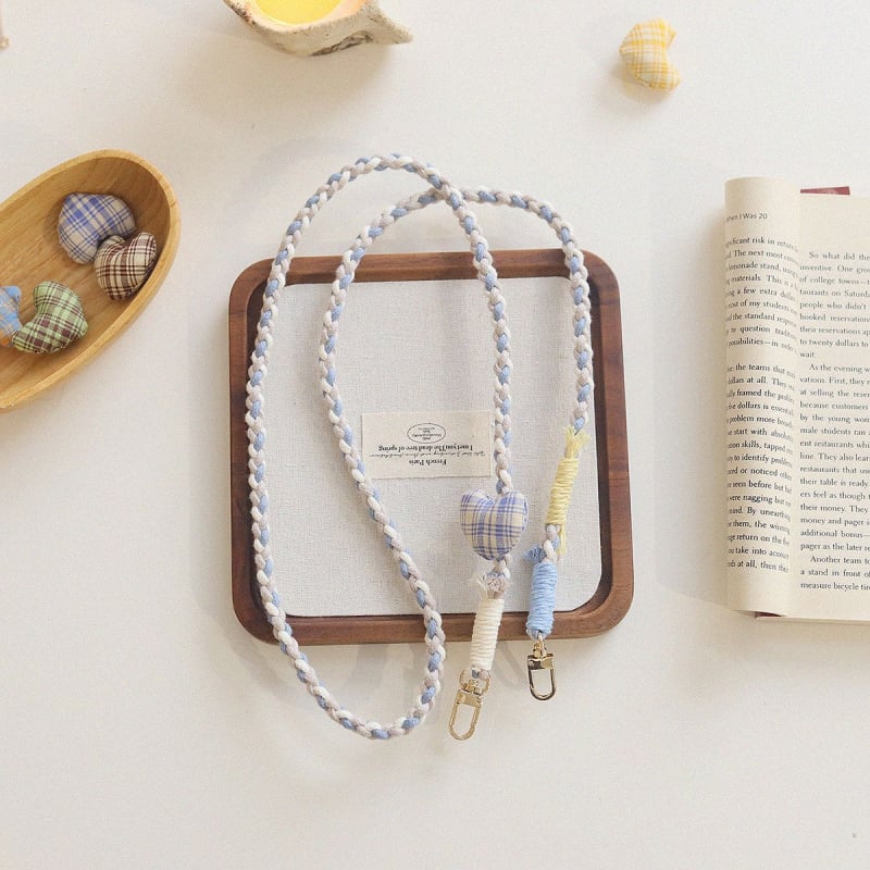 Телефонен ланярд в корейски стил, ръчно плетено памучно въже, метално катарамче, марка BREEZYLIFE, регулирем