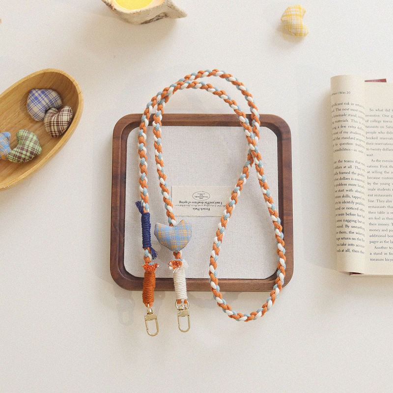 Телефонен ланярд в корейски стил, ръчно плетено памучно въже, метално катарамче, марка BREEZYLIFE, регулирем
