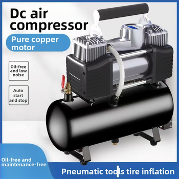 Мини компресор за автомобилни гуми с газов резервоар, 12V, 20A, 1 м кабел, 2,5 кг, за тежки камиони, автомобили, велосипеди и топки