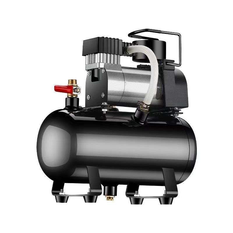 Мини компресор за автомобилни гуми с газов резервоар, 12V, 20A, 1 м кабел, 2,5 кг, за тежки камиони, автомобили, велосипеди и топки