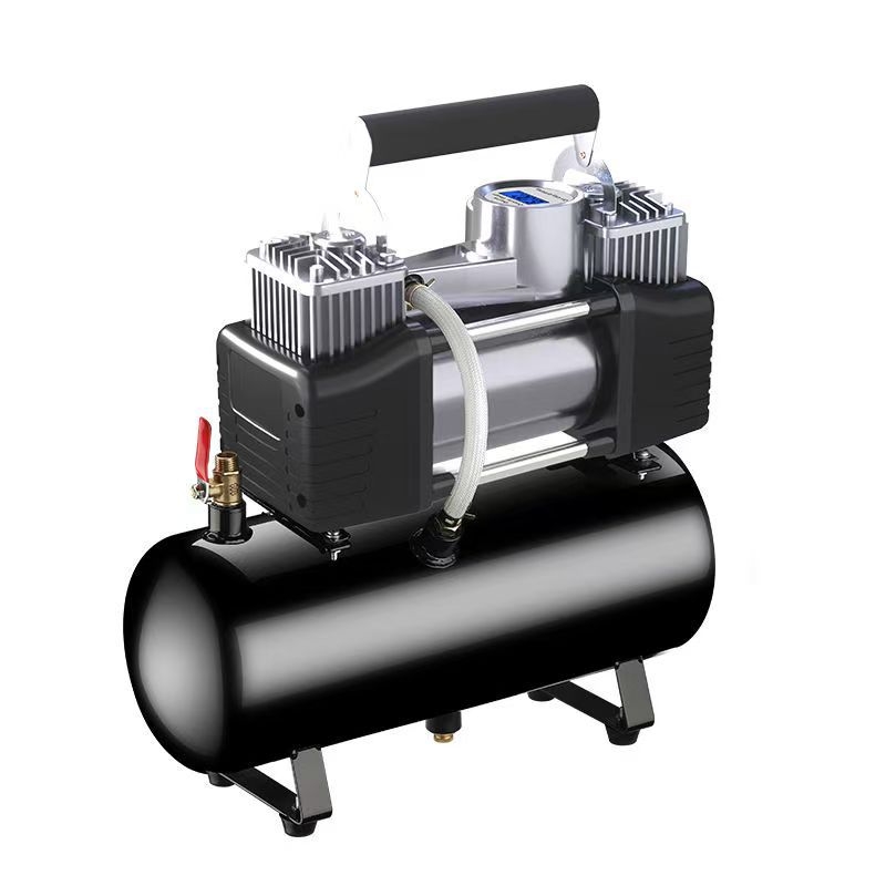 Мини компресор за автомобилни гуми с газов резервоар, 12V, 20A, 1 м кабел, 2,5 кг, за тежки камиони, автомобили, велосипеди и топки