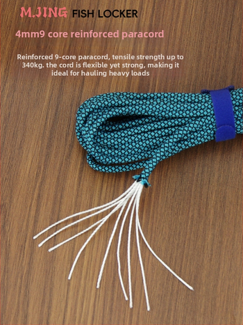 Риболовно въже с ключалка за риба – плетено въже, подсилено със стоманено телено, DIY аксесоар