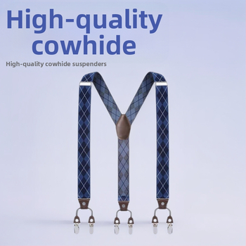 Bretele pentru pantaloni bărbați, în formă de Y, 6 clipsuri, reglabile, bandă elastică de poliester, întindere puternică, 3.5x120