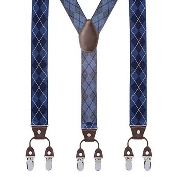 Bretele pentru pantaloni bărbați, în formă de Y, 6 clipsuri, reglabile, bandă elastică de poliester, întindere puternică, 3.5x120