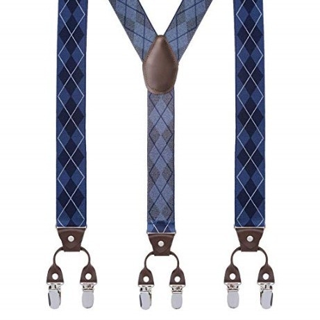 Bretele pentru pantaloni bărbați, în formă de Y, 6 clipsuri, reglabile, bandă elastică de poliester, întindere puternică, 3.5x120