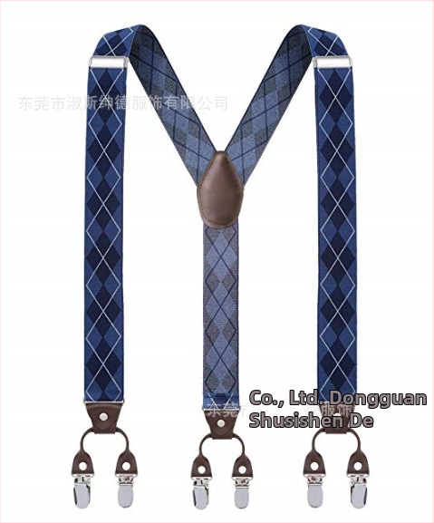Bretele pentru pantaloni bărbați, în formă de Y, 6 clipsuri, reglabile, bandă elastică de poliester, întindere puternică, 3.5x120
