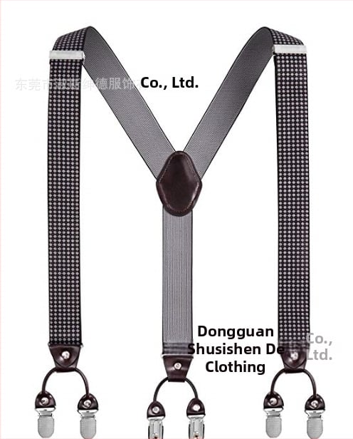 Bretele pentru pantaloni bărbați, în formă de Y, 6 clipsuri, reglabile, bandă elastică de poliester, întindere puternică, 3.5x120