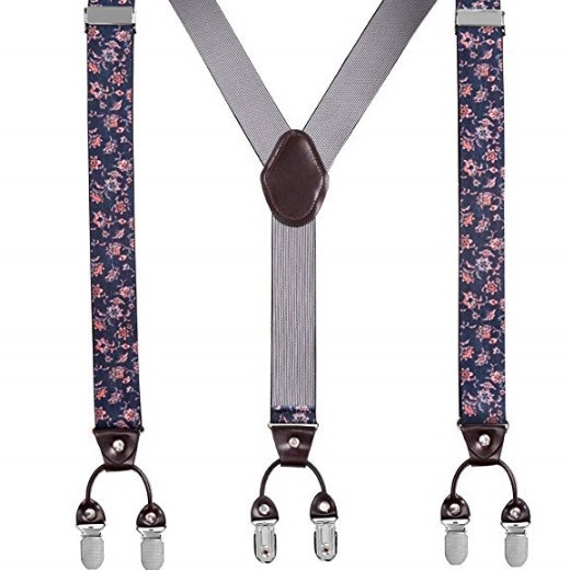 Bretele pentru pantaloni bărbați, în formă de Y, 6 clipsuri, reglabile, bandă elastică de poliester, întindere puternică, 3.5x120