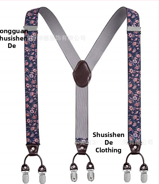 Bretele pentru pantaloni bărbați, în formă de Y, 6 clipsuri, reglabile, bandă elastică de poliester, întindere puternică, 3.5x120