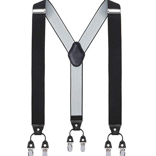 Bretele pentru pantaloni bărbați, în formă de Y, 6 clipsuri, reglabile, bandă elastică de poliester, întindere puternică, 3.5x120