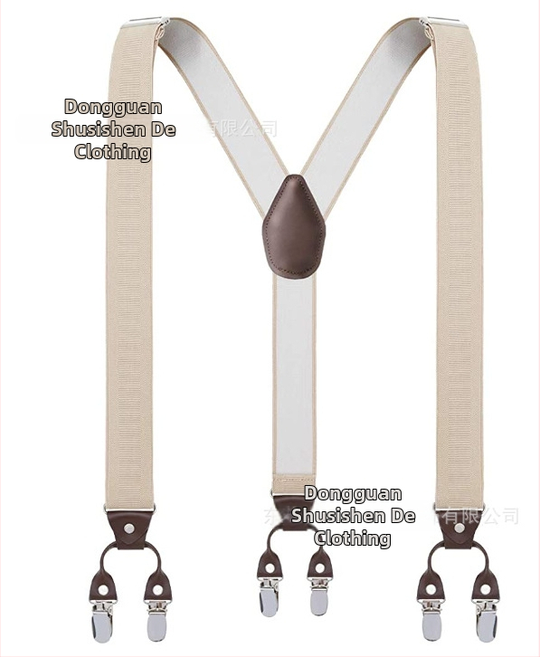 Bretele pentru pantaloni bărbați, în formă de Y, 6 clipsuri, reglabile, bandă elastică de poliester, întindere puternică, 3.5x120