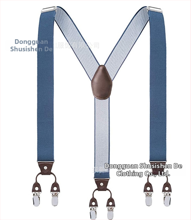 Bretele pentru pantaloni bărbați, în formă de Y, 6 clipsuri, reglabile, bandă elastică de poliester, întindere puternică, 3.5x120