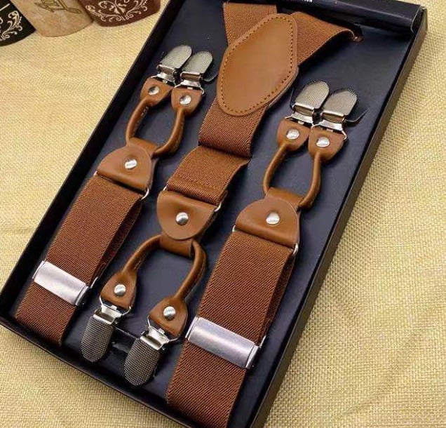 Bretele pentru pantaloni bărbați, în formă de Y, 6 clipsuri, reglabile, bandă elastică de poliester, întindere puternică, 3.5x120