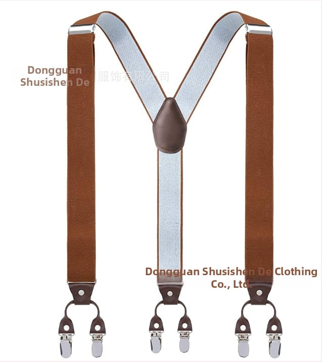 Bretele pentru pantaloni bărbați, în formă de Y, 6 clipsuri, reglabile, bandă elastică de poliester, întindere puternică, 3.5x120