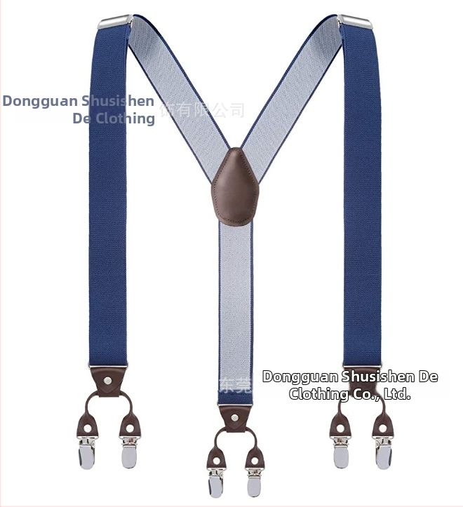 Bretele pentru pantaloni bărbați, în formă de Y, 6 clipsuri, reglabile, bandă elastică de poliester, întindere puternică, 3.5x120