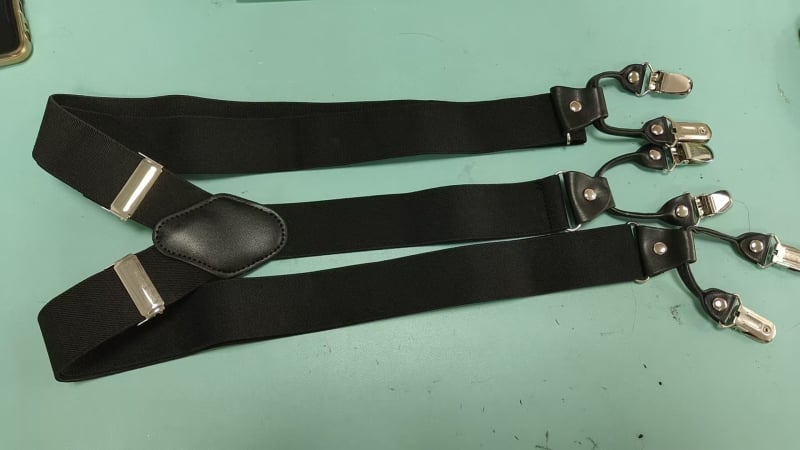 Bretele pentru pantaloni bărbați, în formă de Y, 6 clipsuri, reglabile, bandă elastică de poliester, întindere puternică, 3.5x120