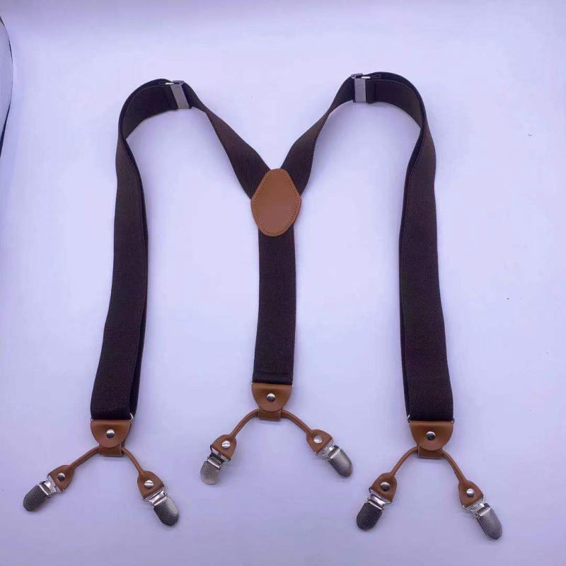 Bretele pentru pantaloni bărbați, în formă de Y, 6 clipsuri, reglabile, bandă elastică de poliester, întindere puternică, 3.5x120