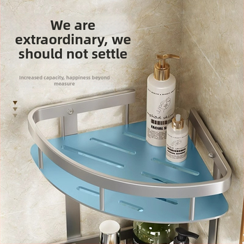 Raft de baie Space Aluminum, colț triunghiular, montat pe perete, 3 etaje