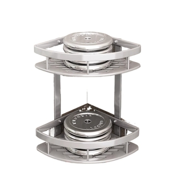 Raft de baie Space Aluminum, colț triunghiular, montat pe perete, 3 etaje