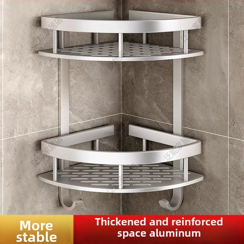 Raft de baie Space Aluminum, colț triunghiular, montat pe perete, 3 etaje