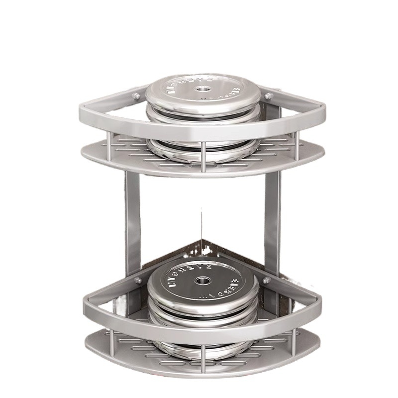 Raft de baie Space Aluminum, colț triunghiular, montat pe perete, 3 etaje