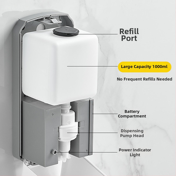 Αισθητήρας σαπουνιού τοίχου, πλαστικό, αυτόματη ανίχνευση, εγκατάσταση χωρίς τρύπες, μοντέρνο ύφος, Hannai