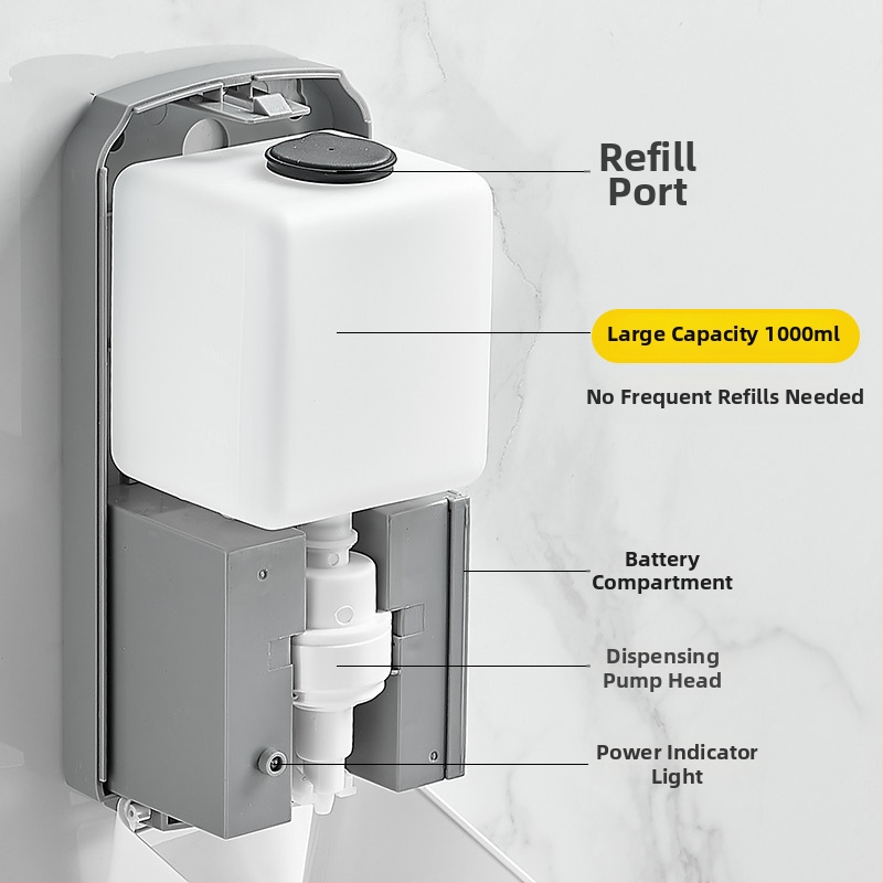 Αισθητήρας σαπουνιού τοίχου, πλαστικό, αυτόματη ανίχνευση, εγκατάσταση χωρίς τρύπες, μοντέρνο ύφος, Hannai