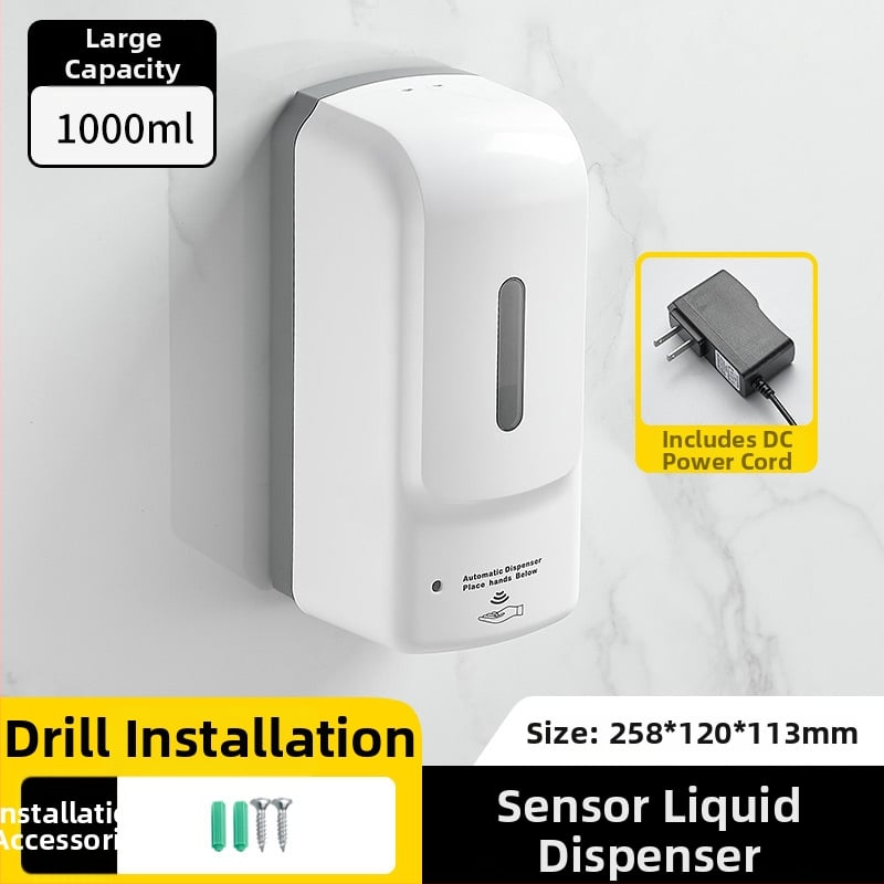 Αισθητήρας σαπουνιού τοίχου, πλαστικό, αυτόματη ανίχνευση, εγκατάσταση χωρίς τρύπες, μοντέρνο ύφος, Hannai