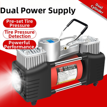 Dvigubo cilindro automobilių oro siurblys su skaitmeniniu ekranu, 12V, 280W, 70 L/min, 3 m laidas