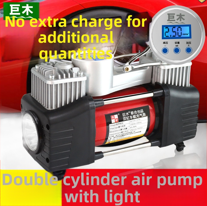 Dvojvalcová 12V automobilová vzduchová pumpa s digitálnym displejom, 280W, 70 L/min, 3m kábel