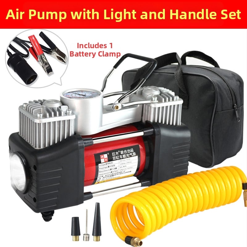 Dvigubo cilindro automobilių oro siurblys su skaitmeniniu ekranu, 12V, 280W, 70 L/min, 3 m laidas