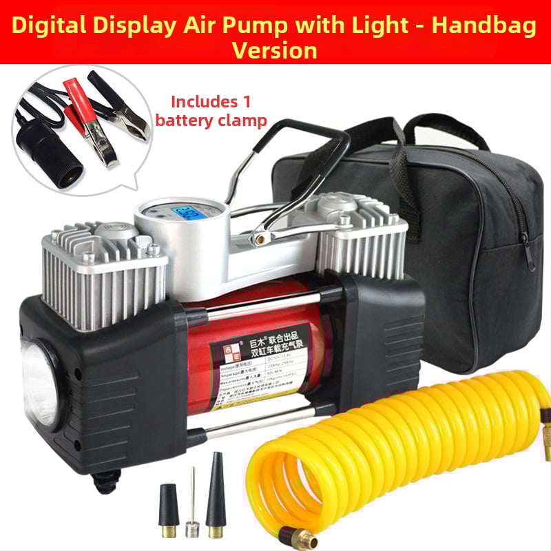 Dvigubo cilindro automobilių oro siurblys su skaitmeniniu ekranu, 12V, 280W, 70 L/min, 3 m laidas