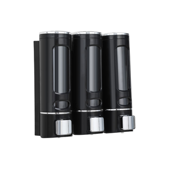 Δοσομετρητής σαπουνιού με τρία ακροφύσια, τοίχου, χειροκίνητη αντλία, ABS, ηλεκτροπλατιωμένη επίστρωση